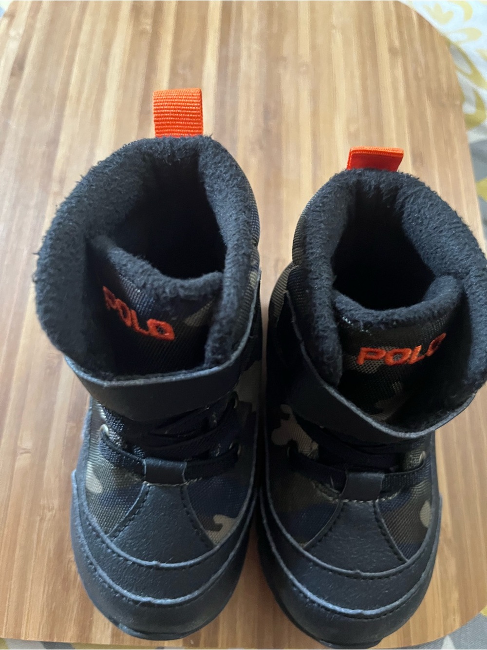 Polo by Ralph Lauren Kids Black Boots with Orange Pull Tabs